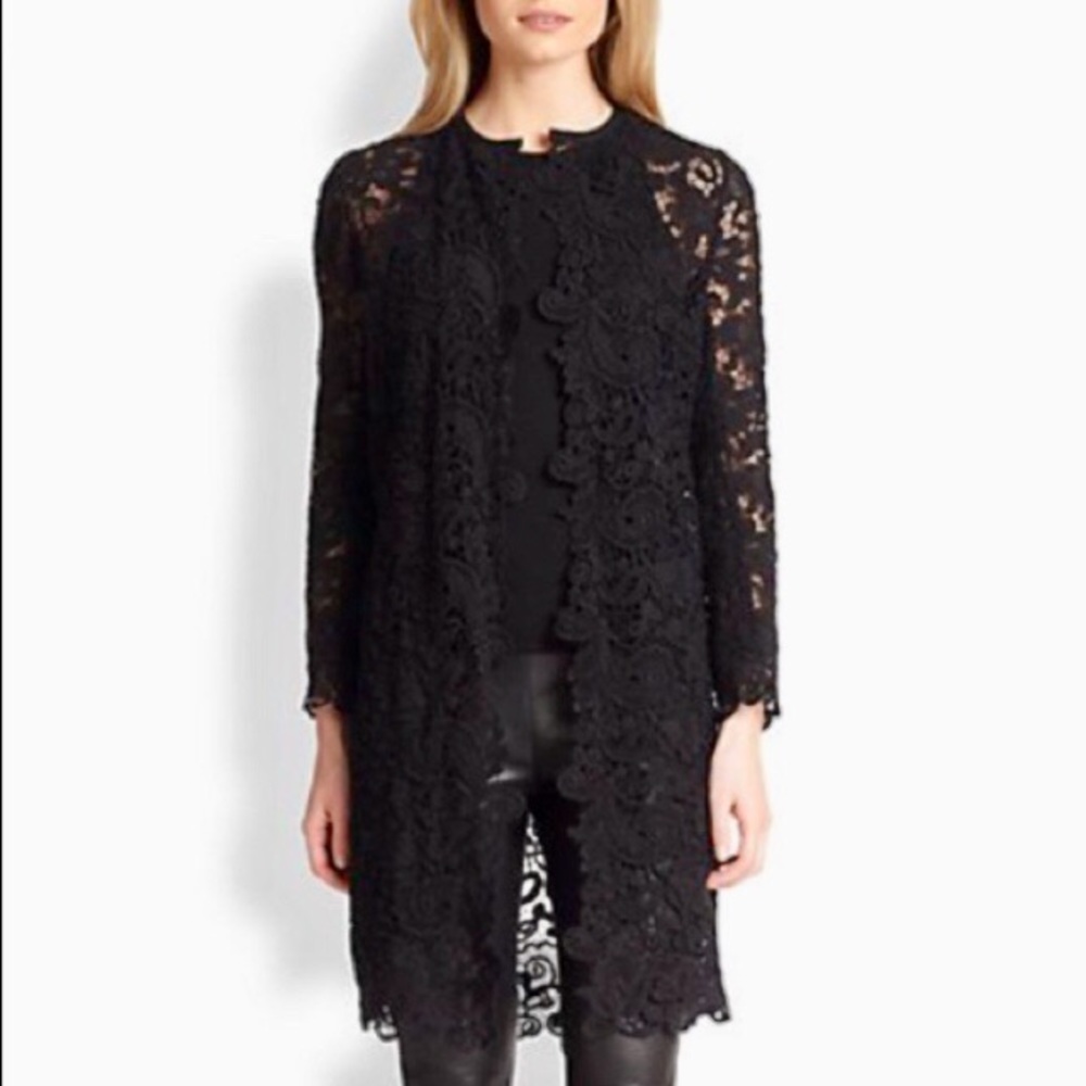 Ralph Lauren Black Label Thora Guipure Lace Duster Jacket Midi